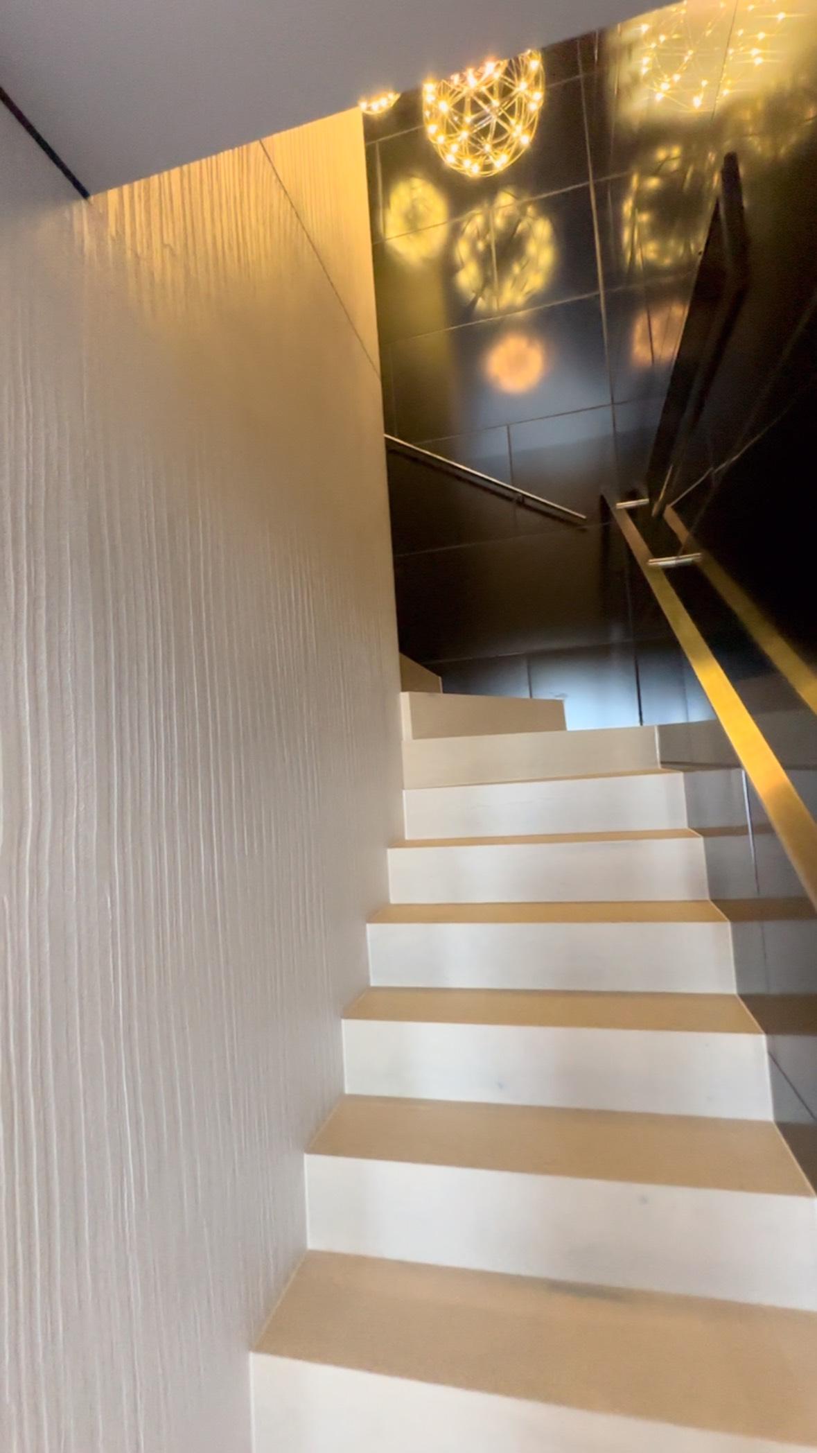Bamboo finish running up a stairwell